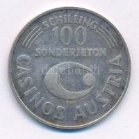 Ausztria 1988. "100 Schilling Sonderjeton Casinos Austria / ADEG" Ag kétoldalas emlékérem (9,85g/0,835/30mm) T:2 patina  Austria 1988. "100 Schilling Sonderjeton Casinos Austria / ADEG" Ag two-sided commemorative medallion (9,85g/0,835/30mm) C:XF patina