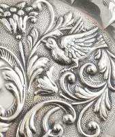 Ezüst(Ag) madármintás ékszertartó tálka, jelzett, 12×9 cm, nettó: 29,1 g