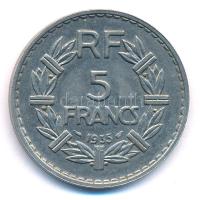 Franciaország 1935. 5Fr Ni T:1-,2 France 1935. 5 Francs Ni C:AU,XF Krause KM#888