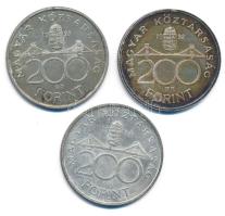 1992. 200Ft Ag "MNB" + 1993. 200Ft Ag "MNB" + 1994. 200Ft Ag "Deák" T:...