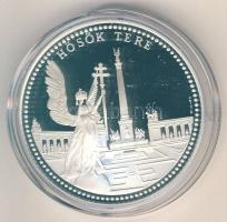 DN "Budapest nevezetességei-Hősök tere" Ag emlékérem 31,104g (1oz) T:PP Díszdobozban, tanúsítvánnyal!