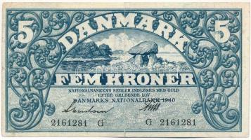 Dánia 1940. 5K G 2161281,Svendsen & Friis T:III kis beszakadások, folt Denmark 1940. 5 Kroner G 2161281,Svendsen & Friis C:F small tears, spot Krause P#30