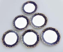 Zsolnay Pompadour mintás 6 személyes szendvicses készlet, jelzett, minimális kopásokkal