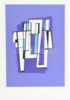 Frank Magda (1914-1997): Geometrikus kompozíció. Szitanyomat, papír, jelzett, 40×27 cm / screenprint on paper, signed