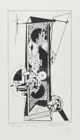 Joseph Kádár (1936-2019): Tektonika. Szitanyomat, papír, jelzett. Művészpéldány EA jelzéssel. 19x22 cm / Serigraphy on paper, signed. EA artists proof. 25x14 cm