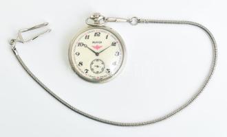 Molnia zsebóra, másodpercmutatóval, óralánccal, működik, d: 50 mm