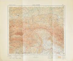 1934 Kassa és Krakkó környékének domborzati térképe, 1:750 000, M. Kir. Állami Térképészet, 4 db kis lyukasztással, 42×52 cm