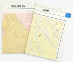 1980 Veszprém észlelési és földtani térkép, 2 db, 1:20 000