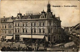 1916 Kaposvár, Erzsébet szálloda, piac, Földes Mór üzlete. Gerő Zsigmond kiadása (EK)