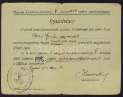 1938 Őrvezetői igazolvány Bozó Gyula részére