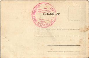 Vöröskeresztes propaganda lap katonával és nővérrel. A Vörös Kereszt Egylet dunaparti betegnyugvó ál...