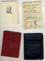 Régi vegyes igazolvány tétel, benne: tagsági könyvek, arcképes igazolványok, lakhatási engedély, közmunka igazolvány és egyéb okmányok