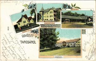 1904 Tarcsa, Tatzmannsdorf; Mária és Karolina Villa, sétatér, gyógyudvar / villas, promenade, spa. Art Nouveau, floral (fa)