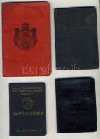 Régi vegyes igazolvány tétel, benne: tagsági könyvek, arcképes igazolványok, lakhatási engedély, köz...