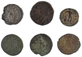 Római Birodalom 6db-os érmetétel a III-IV. századból vegyes állapotban, egyik ezüst T:2--3- patina, ...