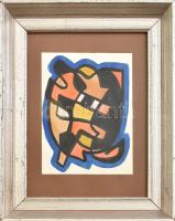 Farkasházy Miklós (1895-1964): Szín és forma variációk. Akvarell, tus, papír. Hátoldalán feliratozott valamint Pápai Antal műgyűjtő címkéjével és szignójával. Üvegezett fakeretben. 20x15 cm