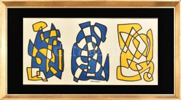 Farkasházy Miklós (1895-1964): Szín- és formavariációk. Akvarell, tus, papír. Jelezve középen lent. Üvegezett fakeretben. 22x47 cm / watercolour and ink on paper, signed, framed