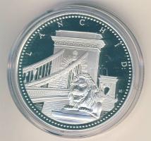 DN "Budapest nevezetességei-Lánchíd" Ag emlékérem 31,104g (1oz) T:PP Díszdobozban, tanúsítvánnyal!