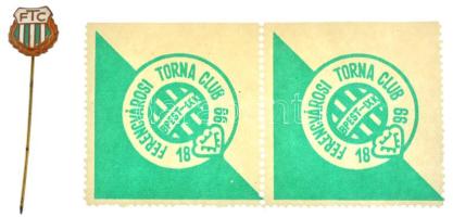 ~1970. "FTC (Ferencvárosi Torna Club)" zománcozott fém sport kitűző (12mm) 2db "Ferencvárosi Torna Club 1899" bélyeggel T:1-
