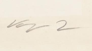 Varga Imre (1923-2016): Szent Erzsébet tanulmány. Szitanyomat, papír, jelzett. Kissé sérült. 38,5x35...