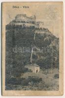 1911 Déva, vár. Hirsch Adolf kiadása - Kemény hátú leporellolap 12 kis képpel / castle. thick wooden leporellocard with 10 mini pictures (szakadások / tears)