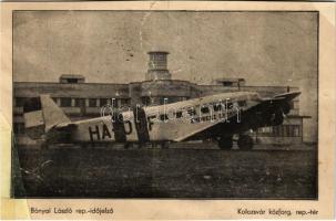 Kolozsvár, Cluj; Közforgalmi repülőtér, HA-JUF Endresz György Junkers Ju 52 repülőgép. Bányai László rep.-időjelző. 1940 Megindult a magyar utasszállító Erdély szívébe: Budapest-Nagyvárad-Kolozsvár-Marosvásárhely / airport with aircraft (r)