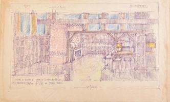 cca 1970-1980 Székely László (1932-) díszlettervező tervei, rajzai, grafikái össz. 8 db, többek közt...