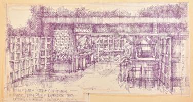 cca 1970-1980 Székely László (1932-) díszlettervező tervei, rajzai, grafikái össz. 8 db, többek közt...