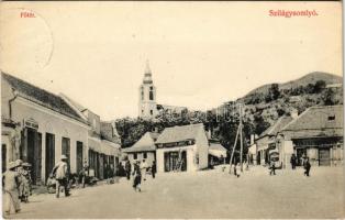 1914 Szilágysomlyó, Simleu Silvaniei; Fő tér, Nagy férfi szabó, Schupiter János és Verecz üzlete. Sternberg Ignác kiadása / main square, shops (EK)