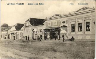 Teke, Tekendorf, Teaca; Fő tér, üzlet / Hauptplatz / main square, shop (EK)