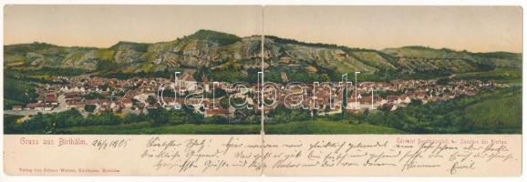 1905 Berethalom, Birthälm, Biertan; 2 részes kinyitható panorámalap. Johann Werner / 2-tiled folding panoramacard (r)