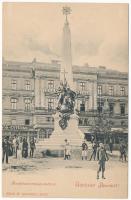 Arad, Szentháromság szobor, 18481849 Múzeum, színházi sörcsarnok és étterem. Bloch H. nyomdája kiadása / Trinity statue, museum, restaurant and beer hall