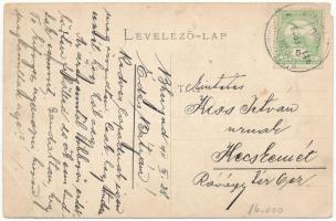 1911 Bánffyhunyad, Huedin; Fő tér, református templom / main square, Calvinist church (EM)