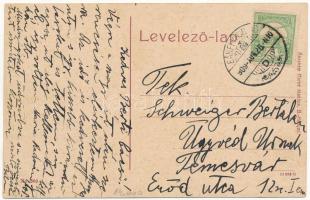 1909 Bánffyhunyad, Huedin; látkép a vasútállomással. Ábrahám Mórné kiadása / general view with railw...