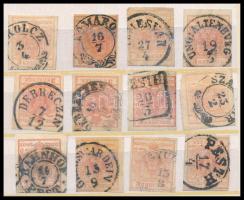 1850 12 db 3kr klf magyar bélyegzésekkel