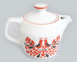 Hollóházi kotyogó kiöntő, kopott, hajszálrepedéssel, jelzett, m: 11 cm