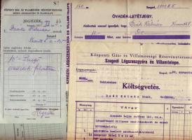 1938-1945 4 db elektromossággal, villanyszereléssel kapcsolatos okmány