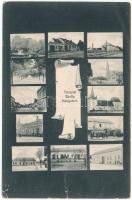 1906 Bánffyhunyad, Huedin; mozaik. Mocsáry Kálmán kiadása / mosaic (fa) + BRASSÓ-BUDAPEST 15. vasúti mozgóposta