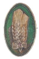 ~1953. Ezüstkalászos Gazda festett, ezüstözött, rátétes bronz jelvény (25x15mm) T:2- kopott festés, javított tű
