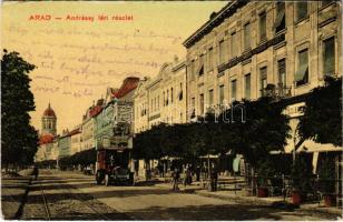 1912 Arad, Andrássy tér, autóbusz, Fogorvosi és fogtechnikai rendelőintézet / street view, autobus, dental clinic (EB)