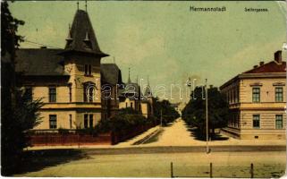 1915 Nagyszeben, Hermannstadt, Sibiu; Seilergasse / utca, villa / street view, villa (szakadás / tear)