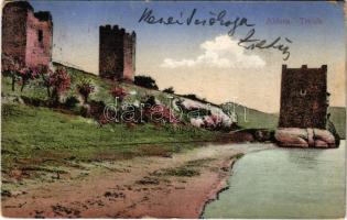 1916 Orsova, Al-Duna, Trikule, Háromtorony. J. Mihalovitzki kiadása / tower ruins / Tricule (EK)