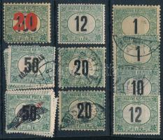 1903-1914 7 db azonosítatlan zöldportó bélyeg + egyéb portó bélyegek