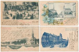 1899 (Vorläufer) Eszék, Essegg, Osijek; 4 db régi hosszú címzéses képeslap / 4 pre-1900 postcards
