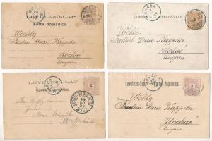 1899 (Vorläufer) Eszék, Essegg, Osijek; 4 db régi hosszú címzéses képeslap / 4 pre-1900 postcards