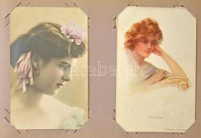 HÖLGYEK - 100 db RÉGI képeslap albumban / LADIES - 100 pre-1945 postcards in album