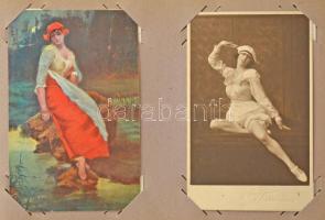 HÖLGYEK - 100 db RÉGI képeslap albumban / LADIES - 100 pre-1945 postcards in album