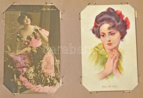 HÖLGYEK - 100 db RÉGI képeslap albumban / LADIES - 100 pre-1945 postcards in album