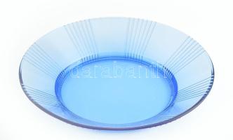 Kék üveg kínáló, hibátlan, d: 34 cm