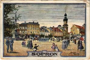1920 Sopron, Ödenburg; Fő tér. I.L.W.II. 8267. Művészlap s: J. Kränzle (r)